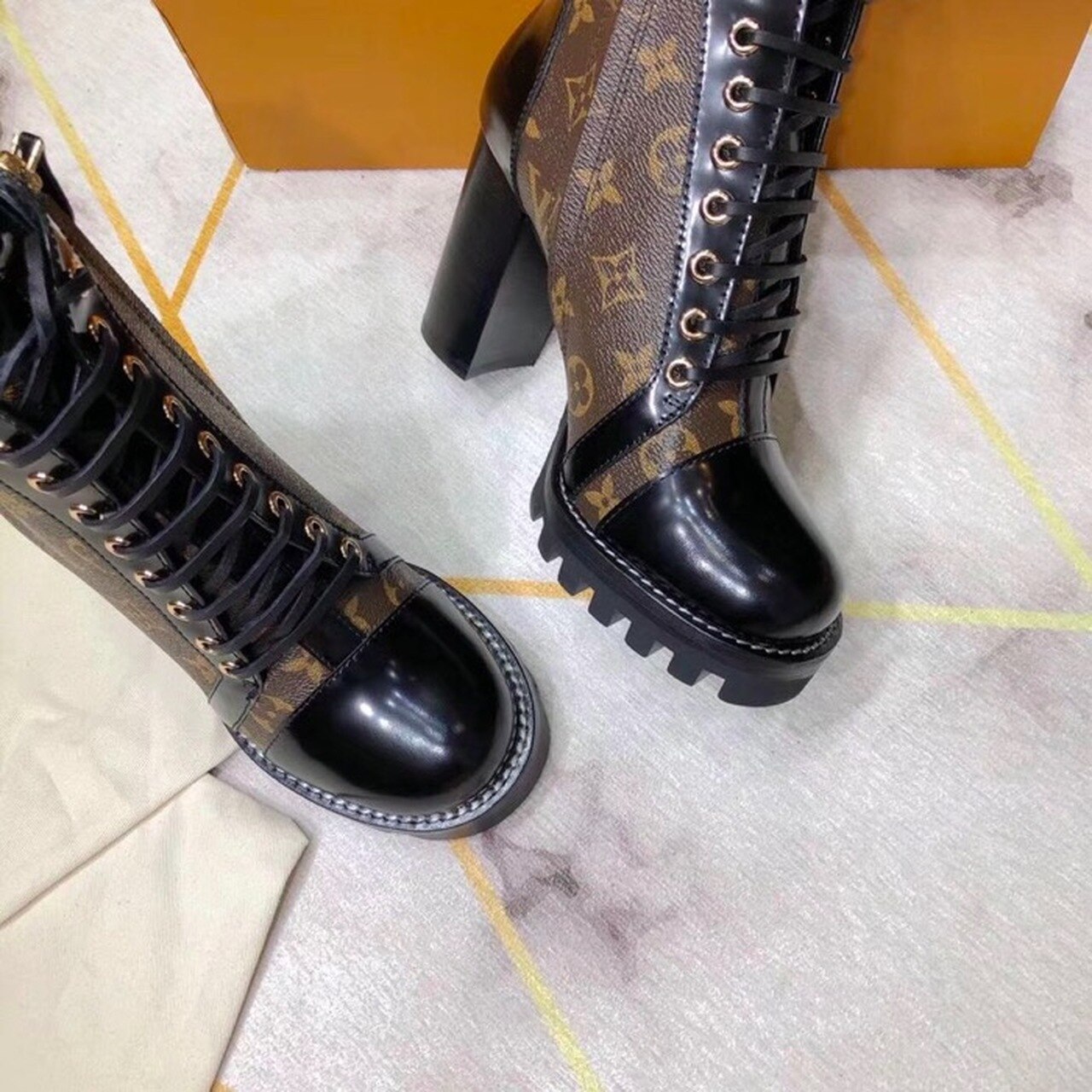 Louis Vuitton Star Trail Ankle Boot Patent Monogram Material Black For Women LV 1A2Y7P - Soul Replicas