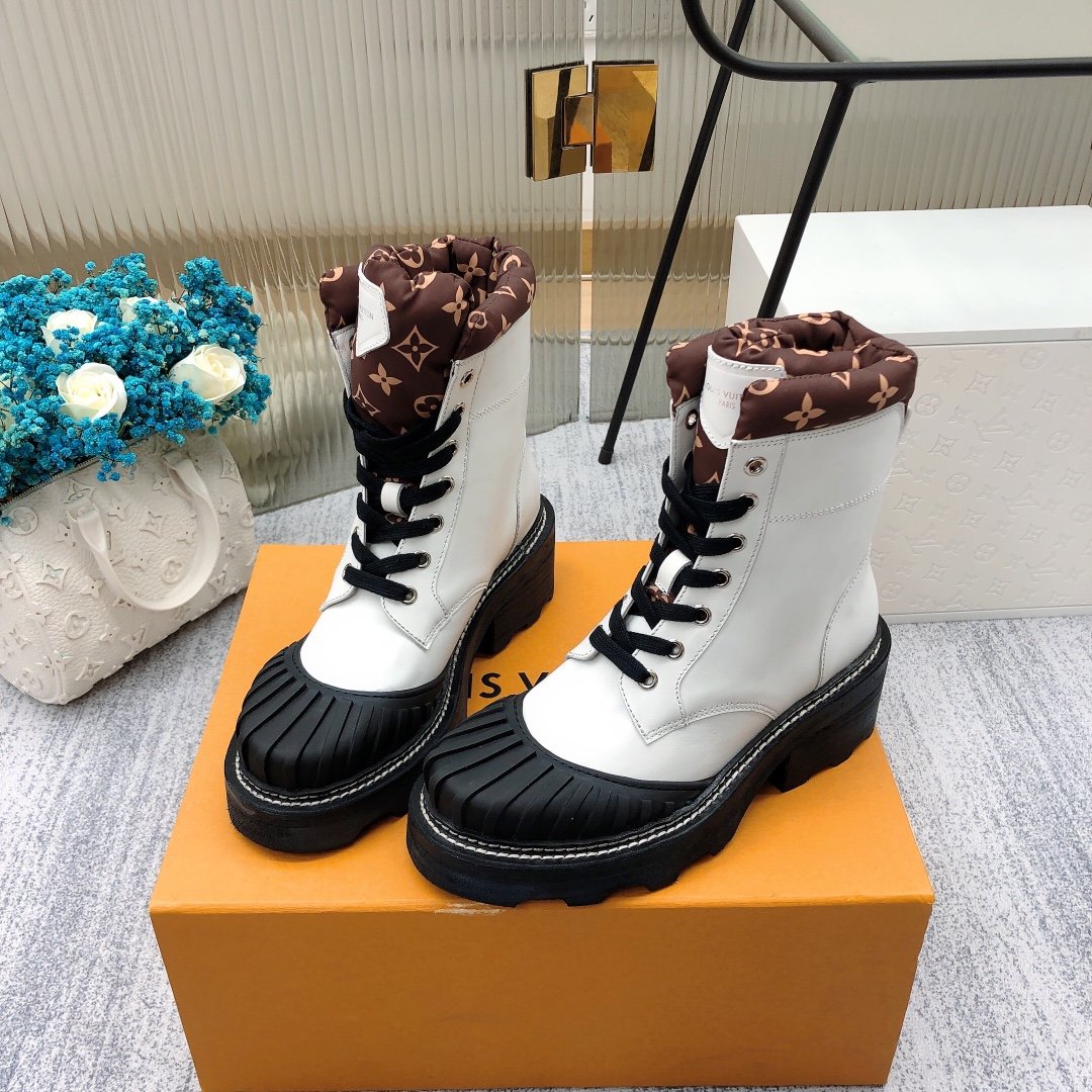 Louis Vuitton LV Beaubourg Ankle Boot White For Women LV - Soul Replicas