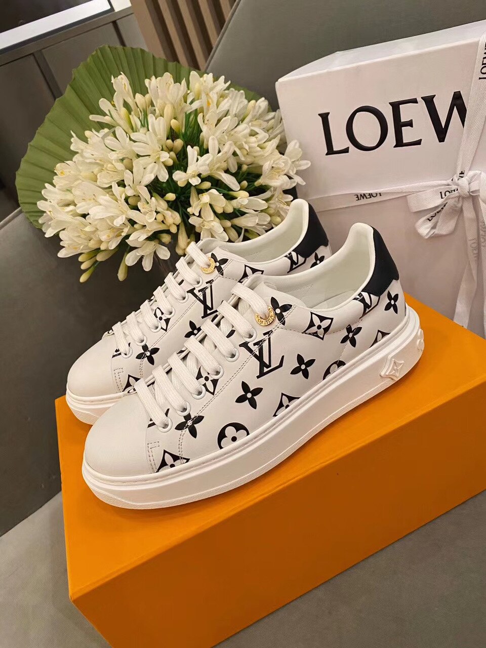 Louis Vuitton Time Out Sneakers White/Black For Women LV - Soul Replicas