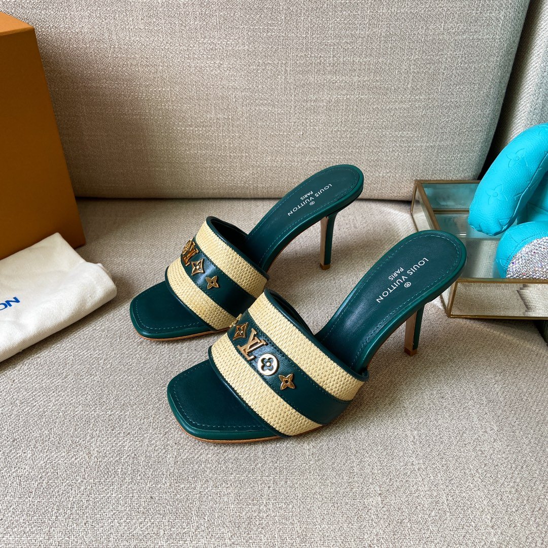 Louis Vuitton Women's Lock It Mule Green For Women LV 3.7in/9.5cm - Soul Replicas