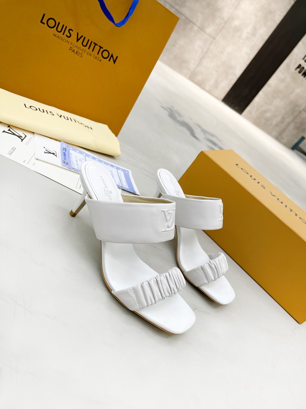 Louis Vuitton Women's Drapy Mule White For Women LV - Soul Replicas