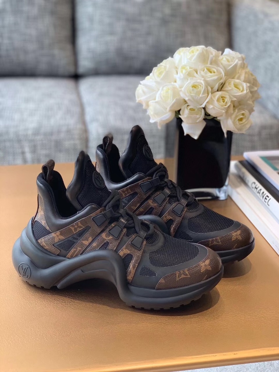 Louis Vuitton Archlight Sneakers Calfskin Leather Fall/Winter 2019 Collection 1A589P Black/Brown - Soul Replicas