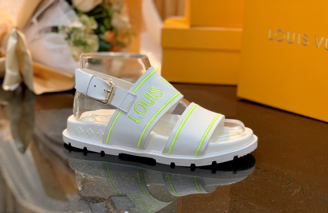 Louis Vuitton Women's Paseo flat Comfort Sandal White And Neon For Women LV - Soul Replicas