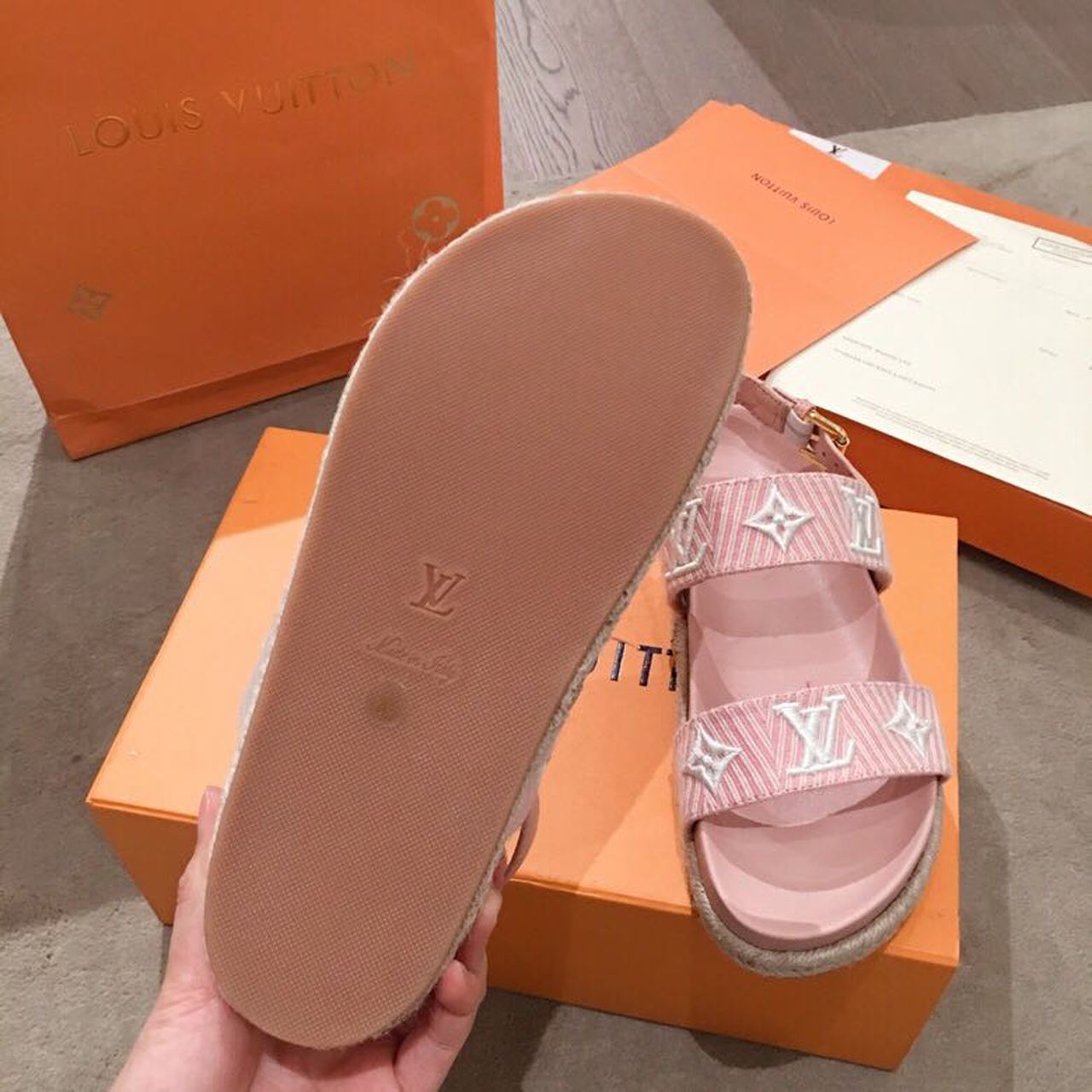 Louis Vuitton Casual Sandals Monogram Reverse Canvas Spring/Summer Collection Light Pink - Soul Replicas