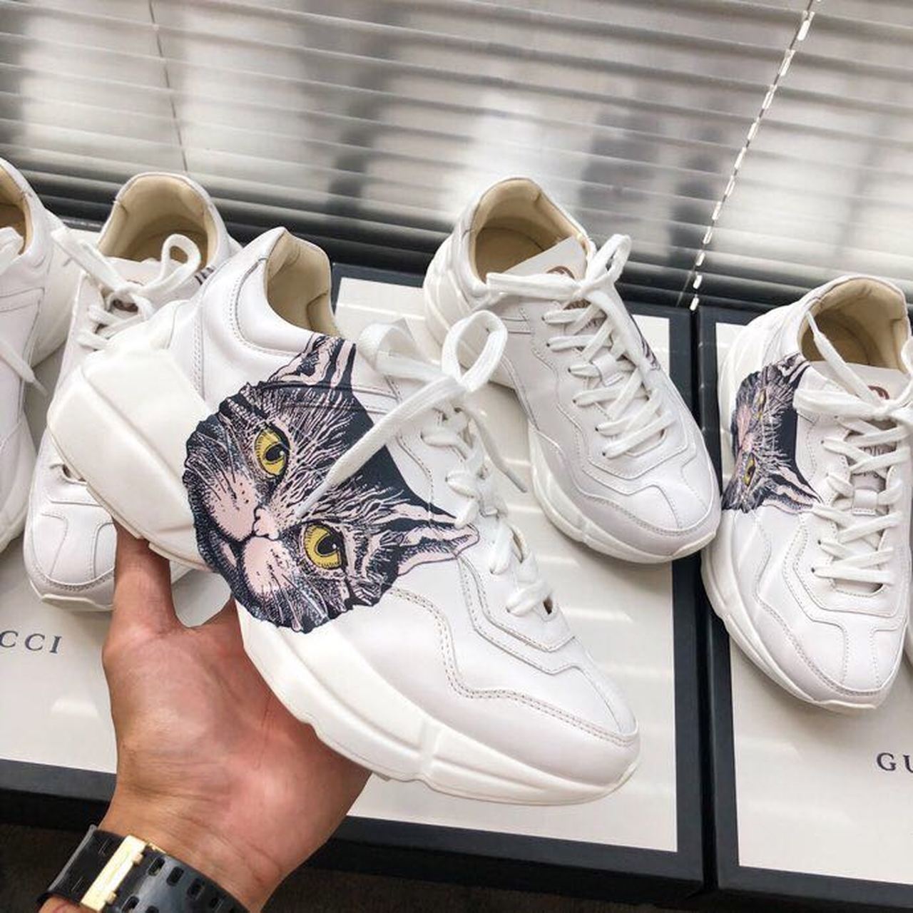 Gucci Women's Rhyton Sneaker With Gucci Cat White For Women Gucci - Soul Replicas