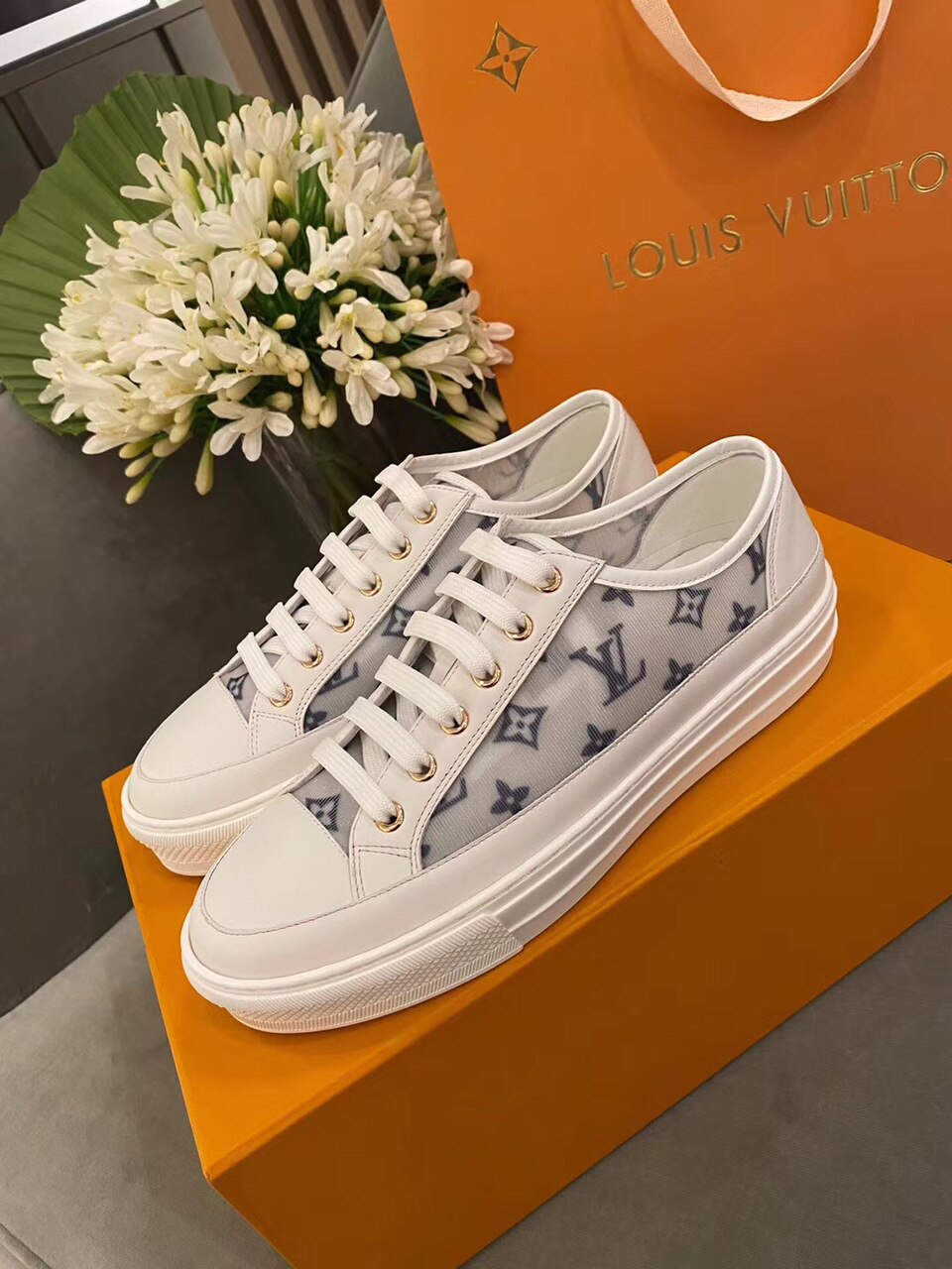 Louis Vuitton Stellar Sneaker Monogram Denim White/Blue For Women LV - Soul Replicas