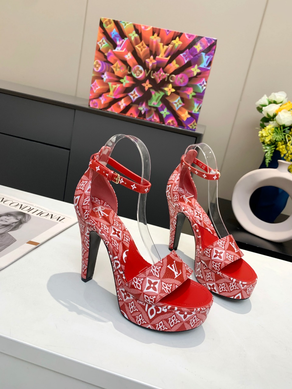 Louis Vuitton Women's Afterglow Platform Sandal Red For Women LV - Soul Replicas