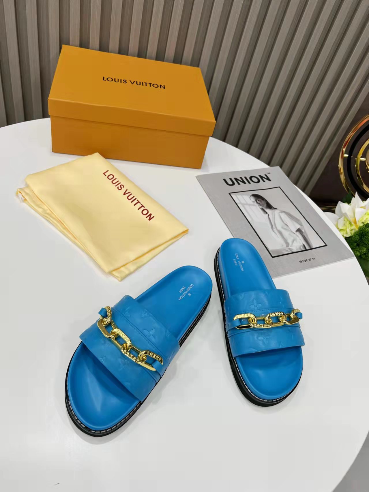 Louis Vuitton Sunset Flat Comfort Mule Blue For Women LV - Soul Replicas