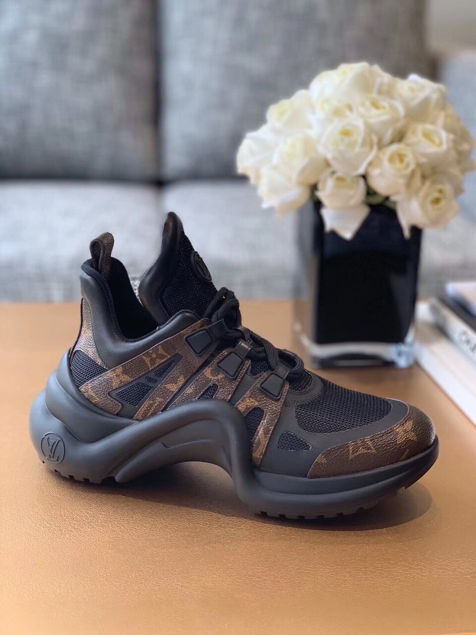 Louis Vuitton Archlight Sneakers Calfskin Leather Fall/Winter 2019 Collection 1A589P Black/Brown - Soul Replicas
