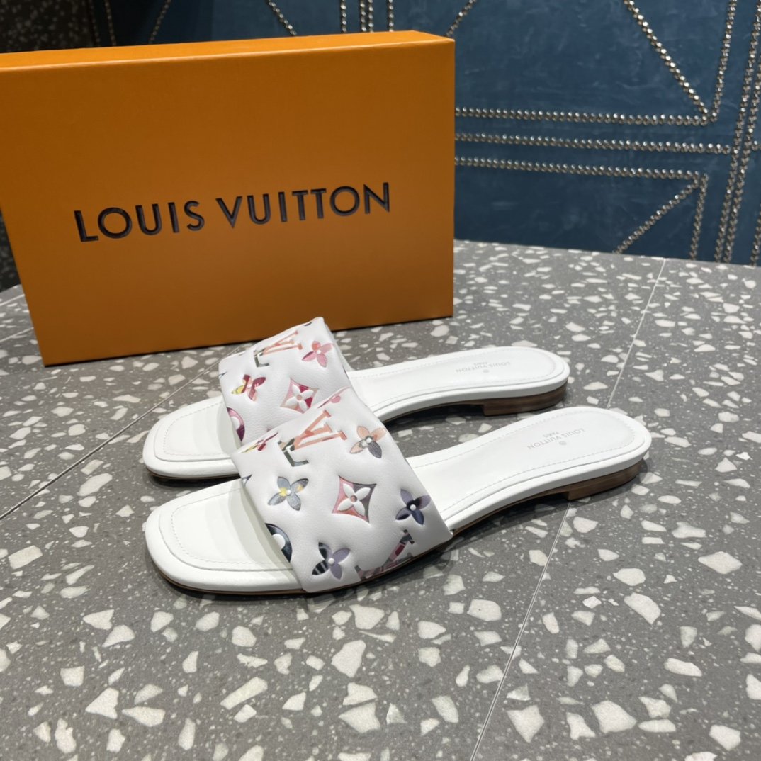 Louis Vuitton Women's Revival Flat Mule White For Women LV 1AAORE - Soul Replicas