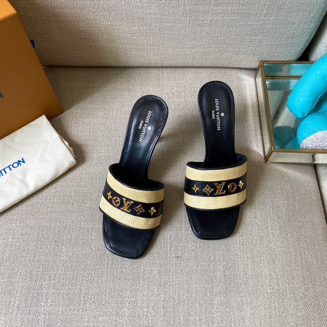 Louis Vuitton Women's Lock It Mule Black For Women LV 3.7in/9.5cm - Soul Replicas