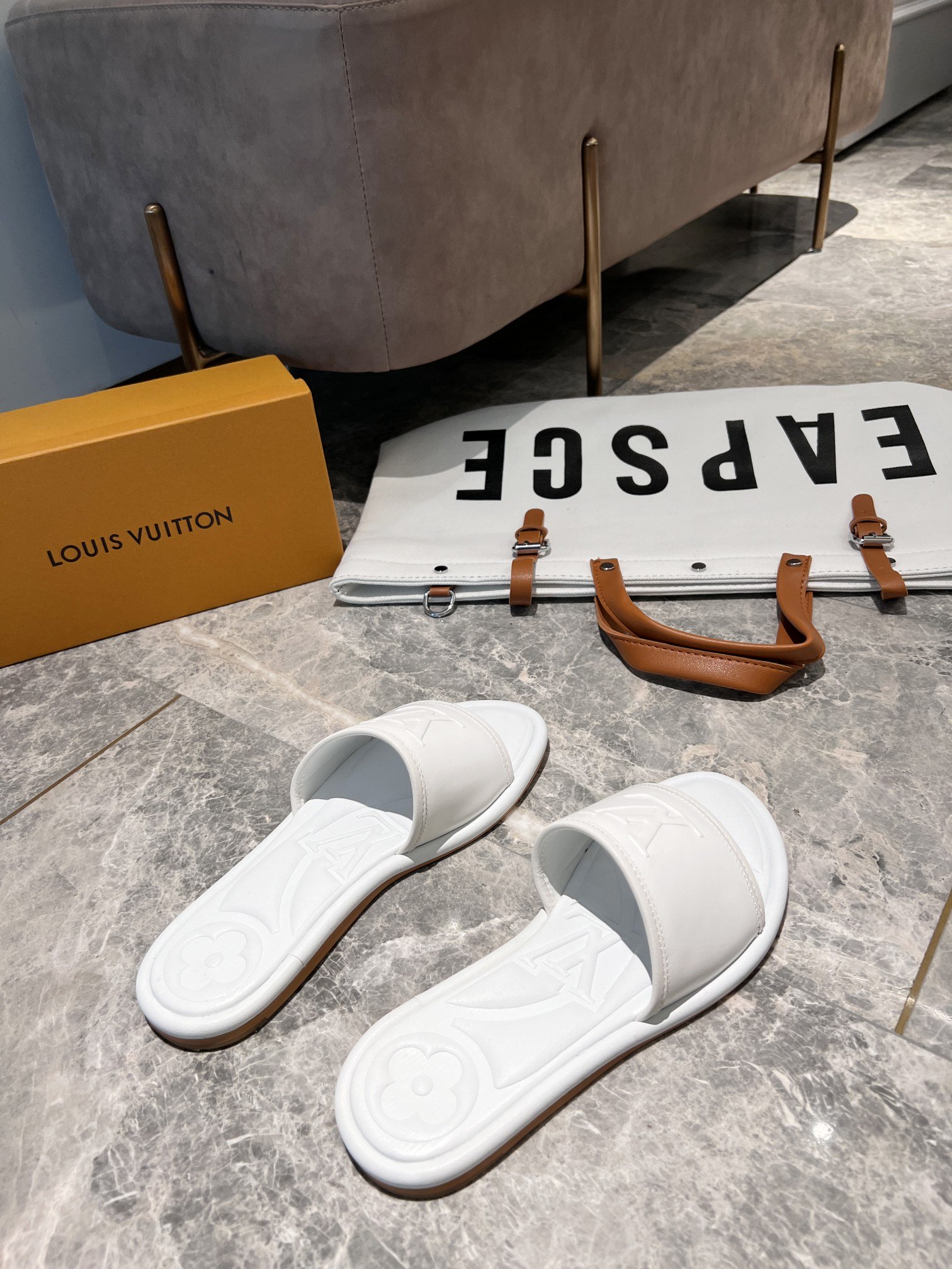 Louis Vuitton Women's Magnetic Flat Mule White For Women LV - Soul Replicas