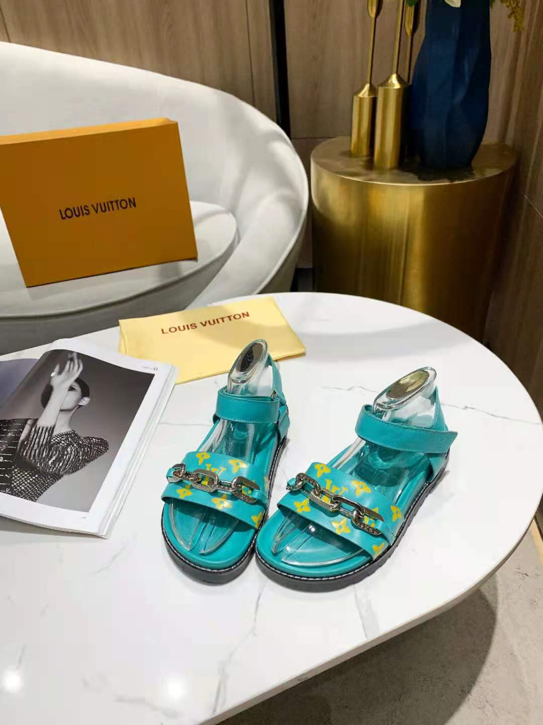 Louis Vuitton Paseo Flat Comfort Sandal Monogram Denim Blue For Women LV - Soul Replicas