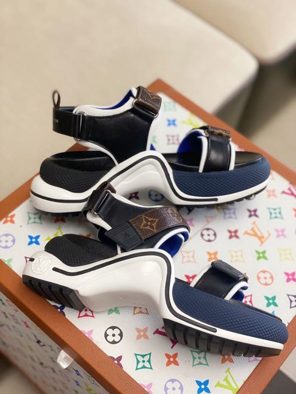 Louis Vuitton LV Archlight Flat Sandal Satin Black/Brown For Women LV - Soul Replicas