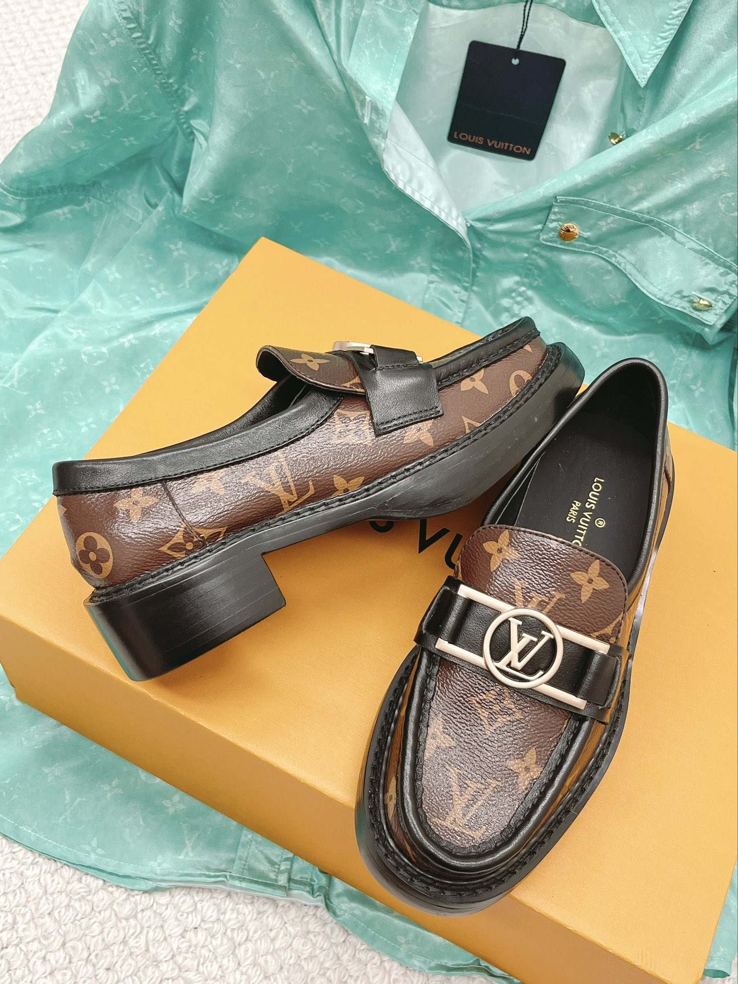 Louis Vuitton Women's Academy Loafer Gold Toned Hardware Brown For Women LV - Soul Replicas