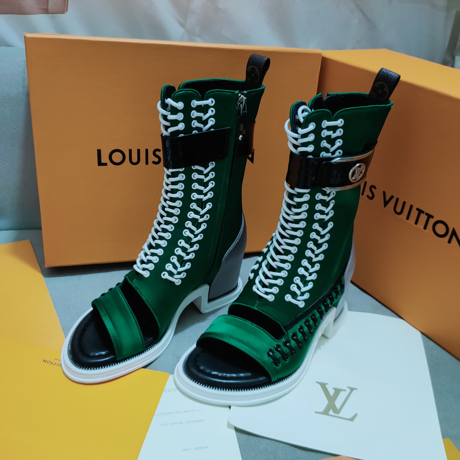 Louis Vuitton Women's Moonlight Line Boots Green For Women LV 1AA0LB - Soul Replicas