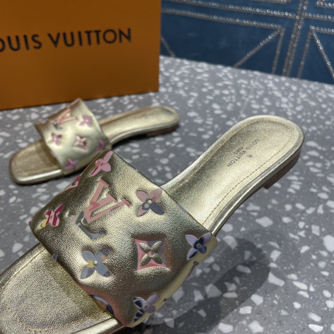 Louis Vuitton Women's Revival Flat Mule Gold For Women LV - Soul Replicas