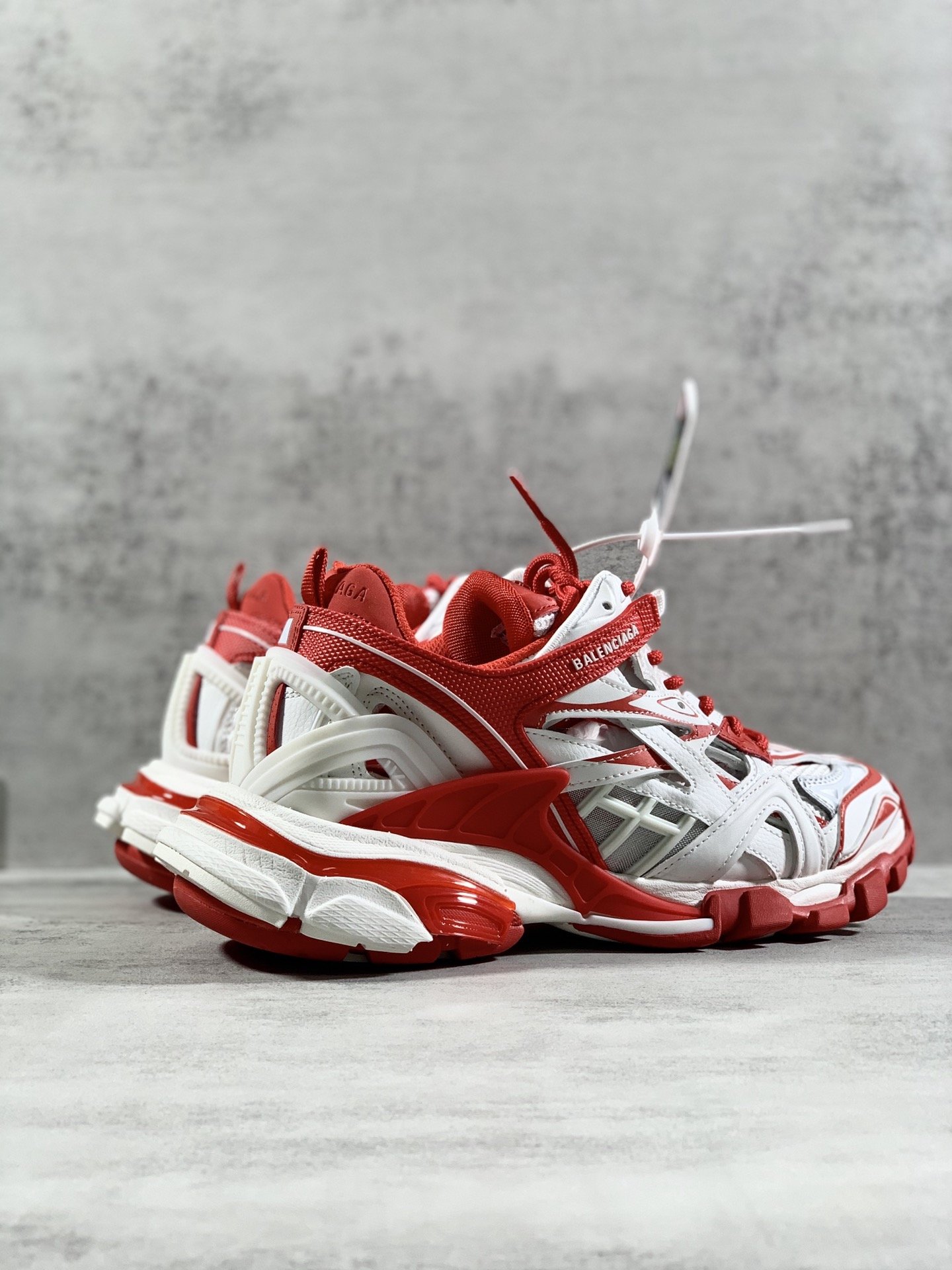 Balenciaga Track.2 Clear Sole Trainers White/Red For Women - Soul Replicas