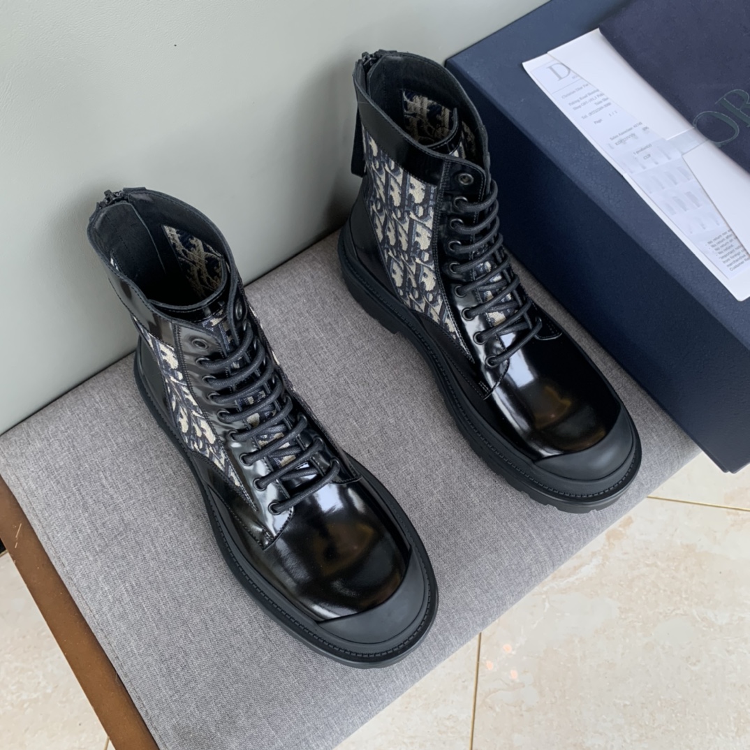 Christian Dior Explorer Ankle Boot Shiny Black For Men CD - Soul Replicas