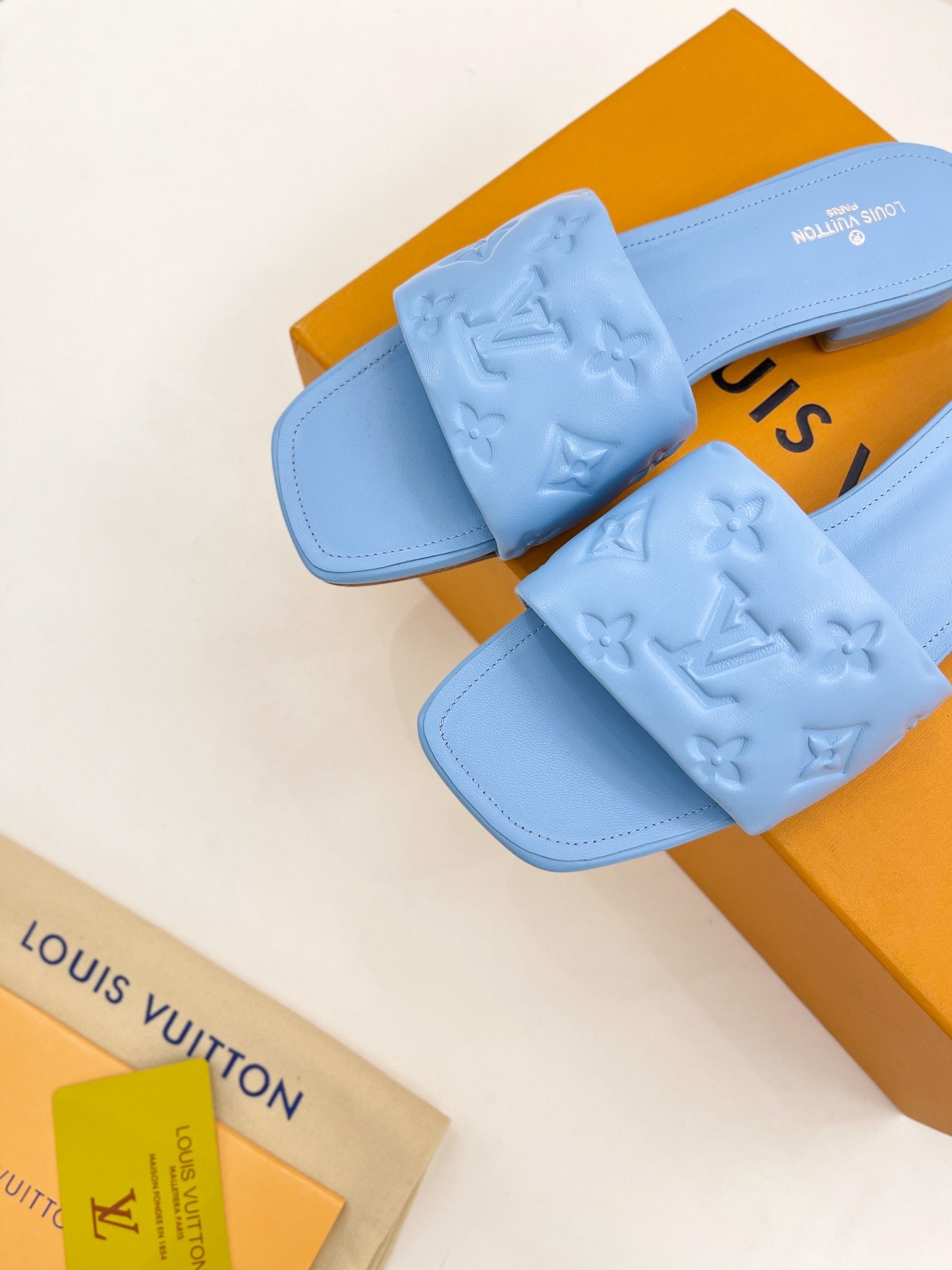Louis Vuitton Women's Revival Flat Mule Light Blue For Women LV 1A9P7D - Soul Replicas