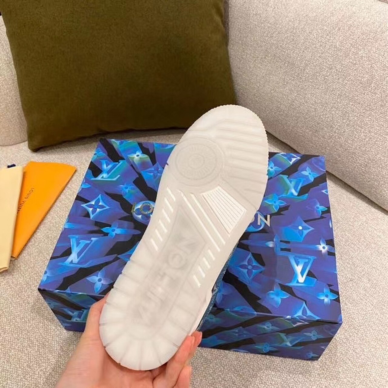Louis Vuitton Trainer Sneaker Monogram Canvas Blue Virgil Abloh For Women LV - Soul Replicas