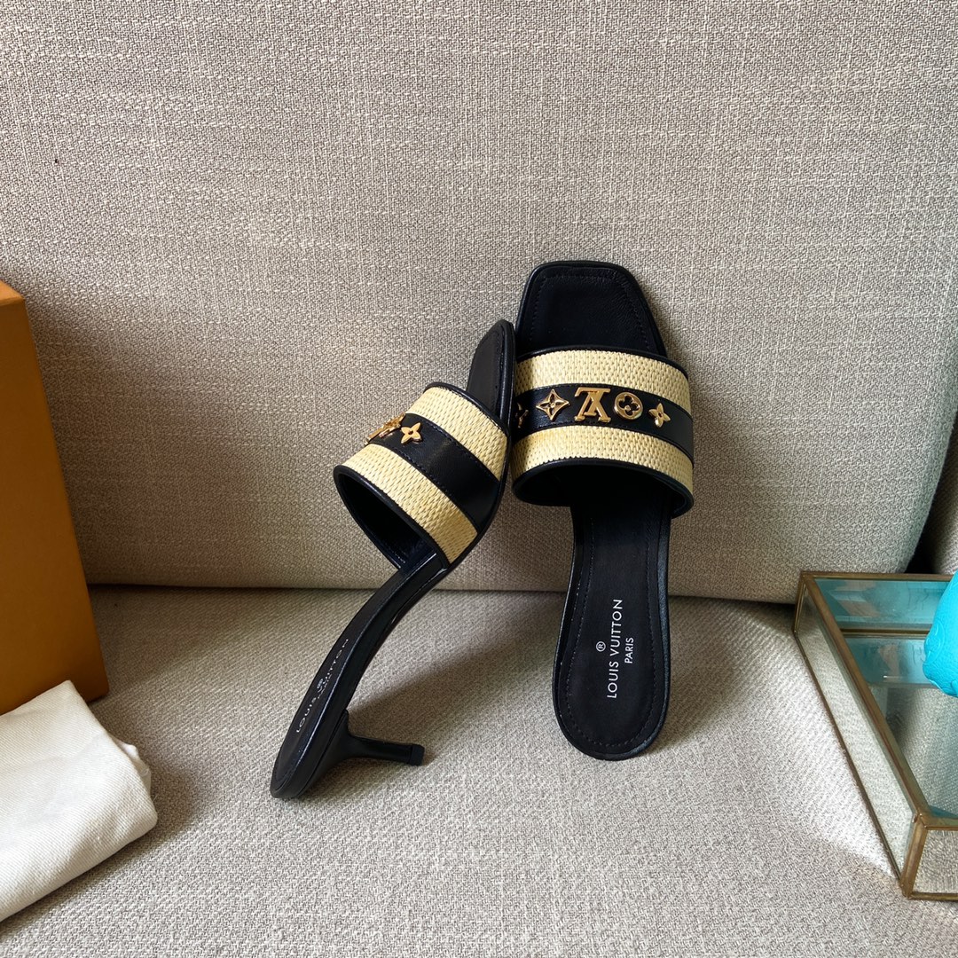 Louis Vuitton Women's Lock It Mule Black For Women LV 2.2in/5.5cm - Soul Replicas