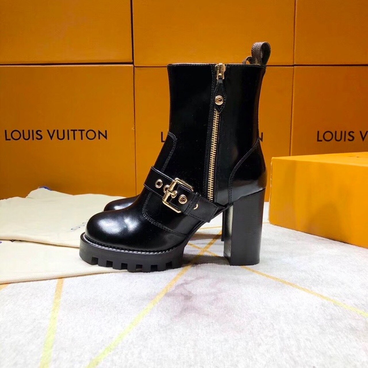Louis Vuitton Star Trail Ankle Buckle Boot Black For Women LV - Soul Replicas