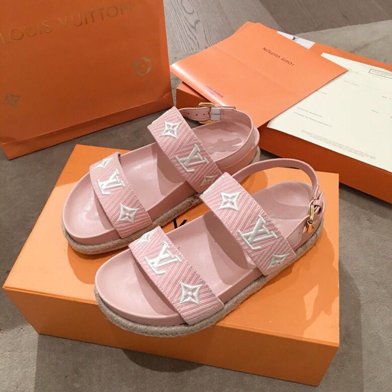 Louis Vuitton Casual Sandals Monogram Reverse Canvas Spring/Summer Collection Light Pink - Soul Replicas