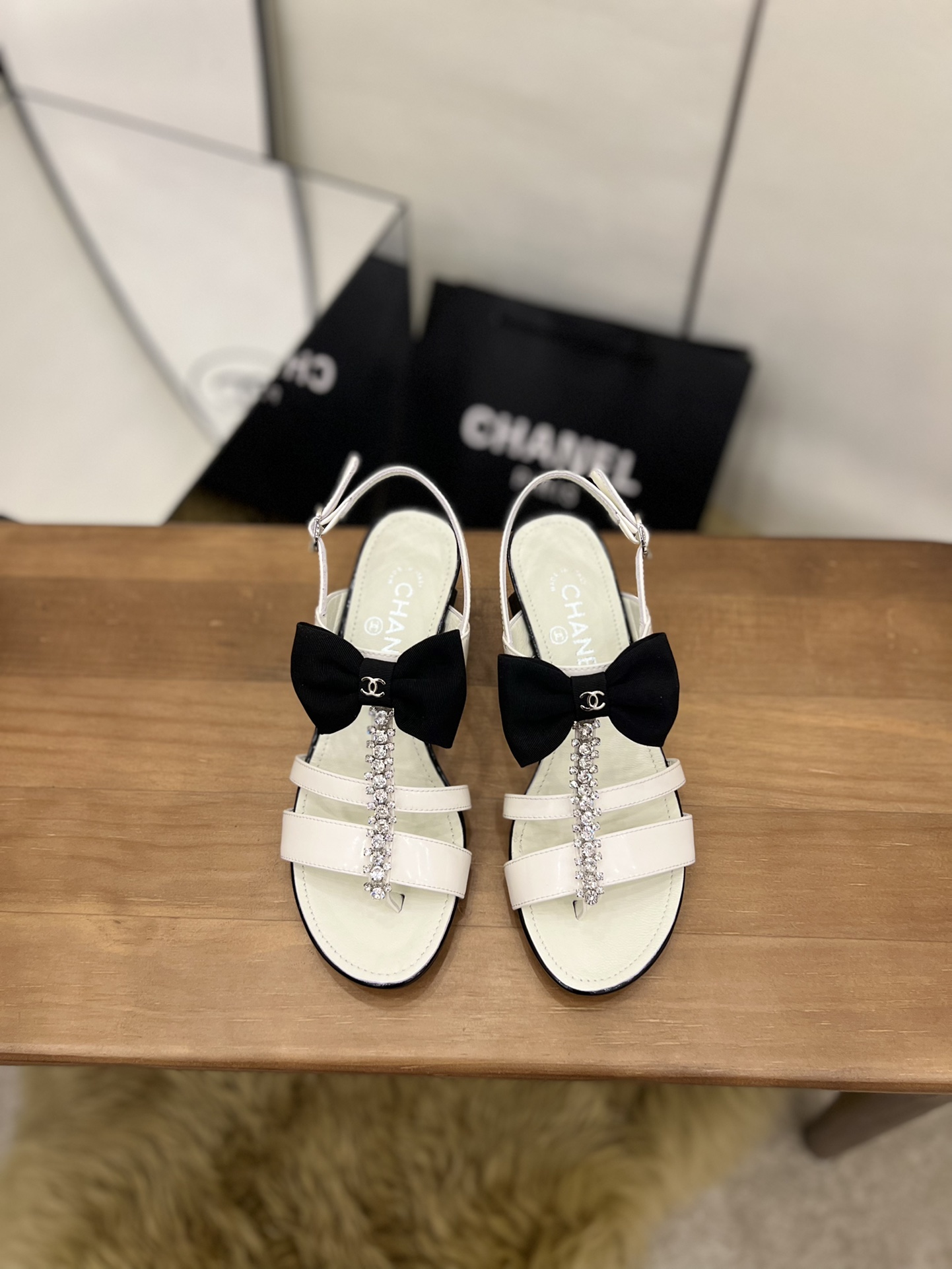 Chanel Women's Sandals With Bow White For Women 2.5in/6.5cm - Soul Replicas