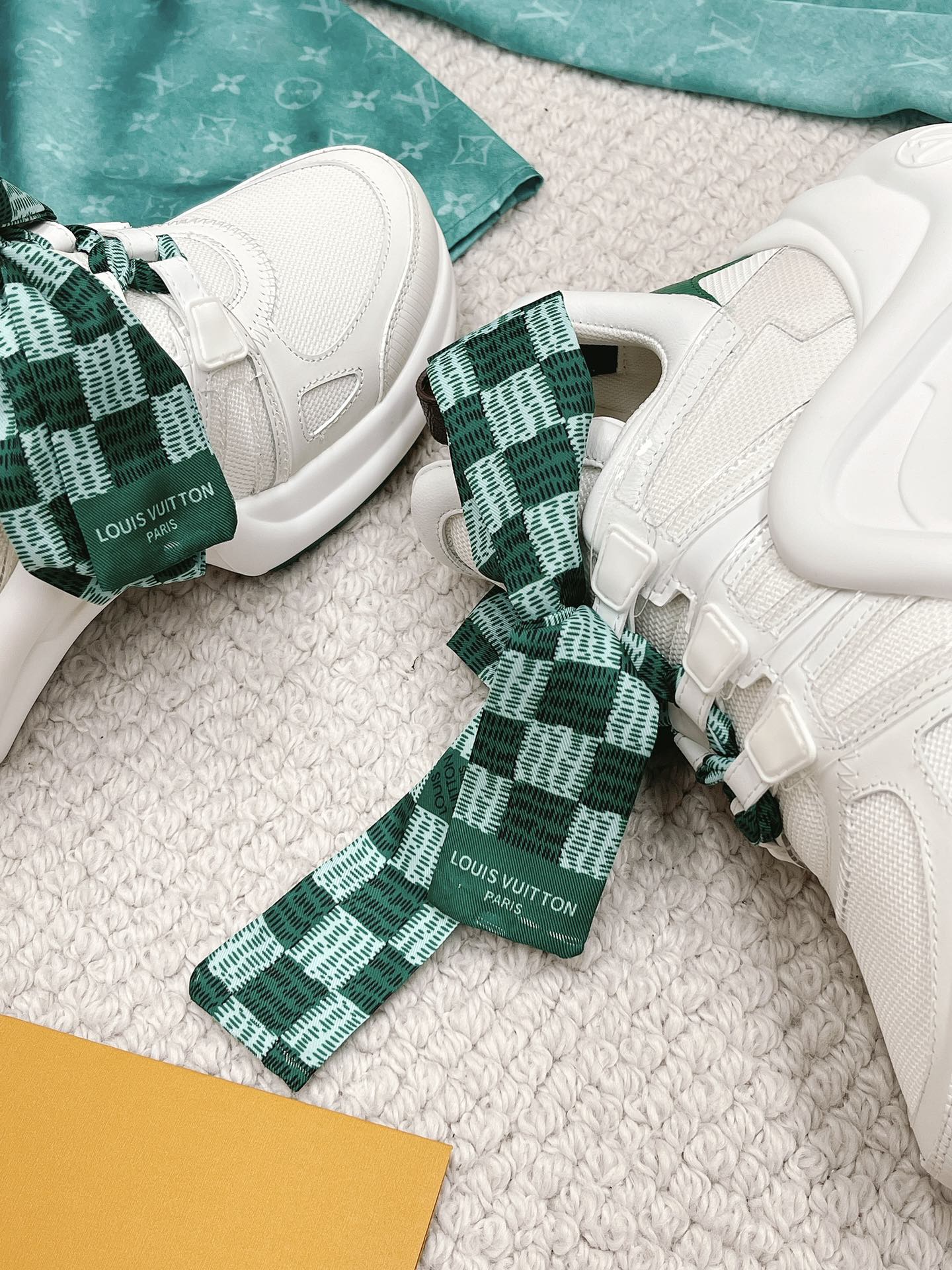 Louis Vuitton Women's LV Archlight Sneaker White And Green For Women LV 1AACUO - Soul Replicas