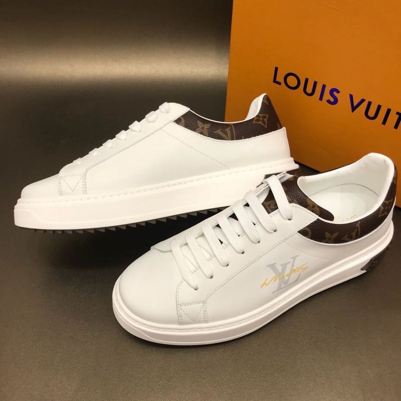 Louis Vuitton Time Out Sneaker Monogram Canvas White/Brown For Women LV - Soul Replicas