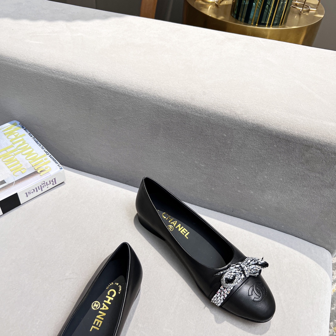 Chanel Women's Ballerinas Black For Women - Soul Replicas