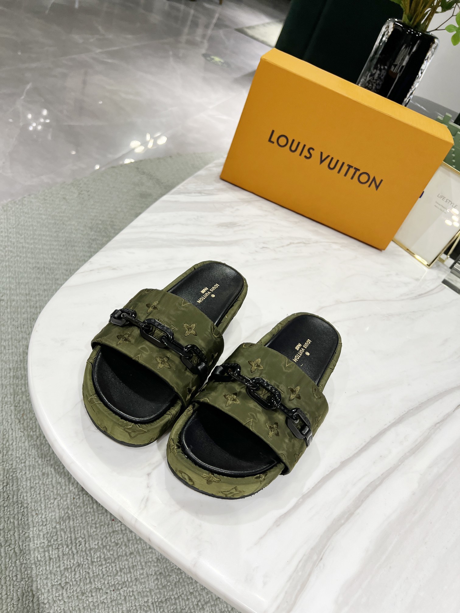 Louis Vuitton Jumbo Flatform Mule Green For Women LV - Soul Replicas