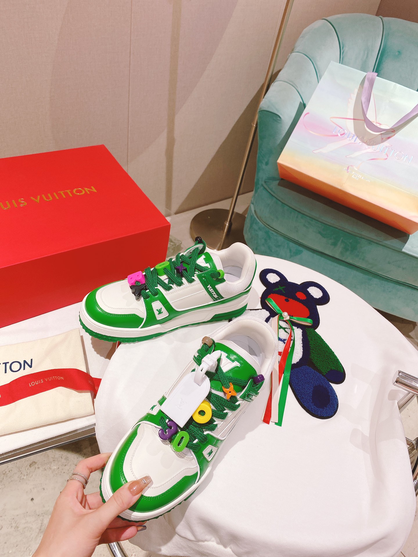 Louis Vuitton Women's LV Trainer Sneaker Green For Women LV - Soul Replicas