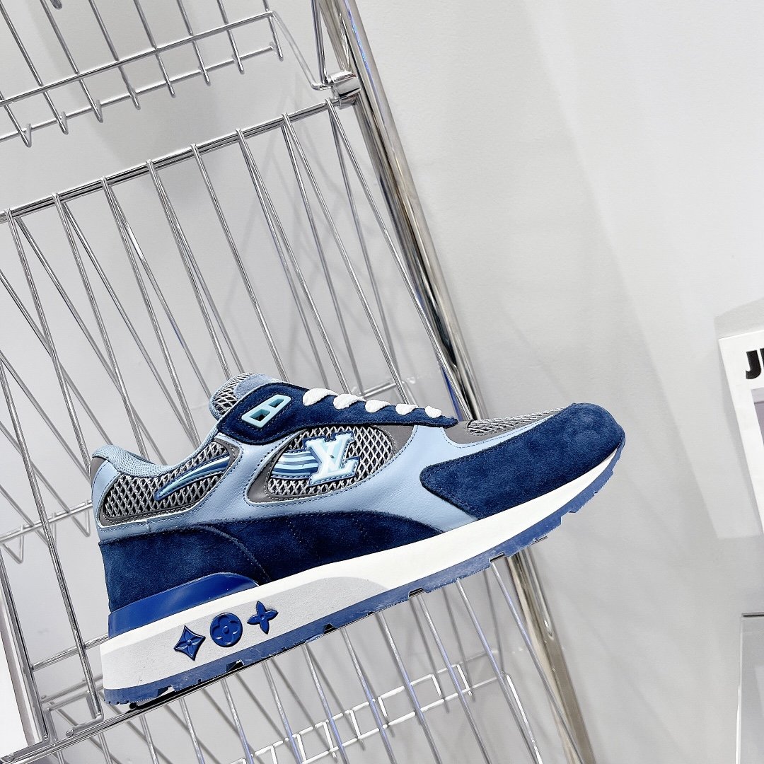 Louis Vuitton Run Away Sneaker Patent Monogram Material Blue For Women LV - Soul Replicas