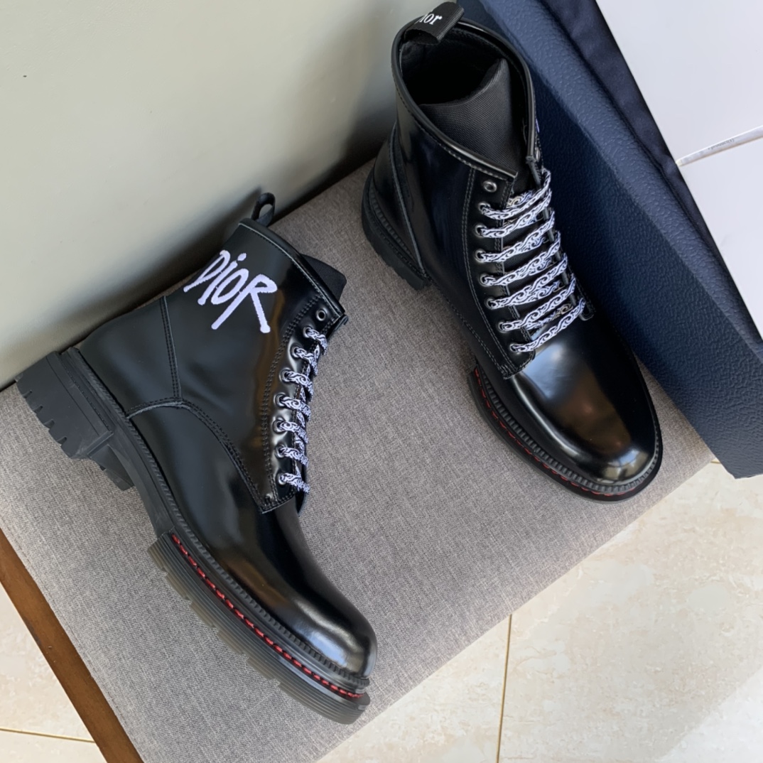 Christian Dior Ankle Boot Shiny Black For Men CD - Soul Replicas