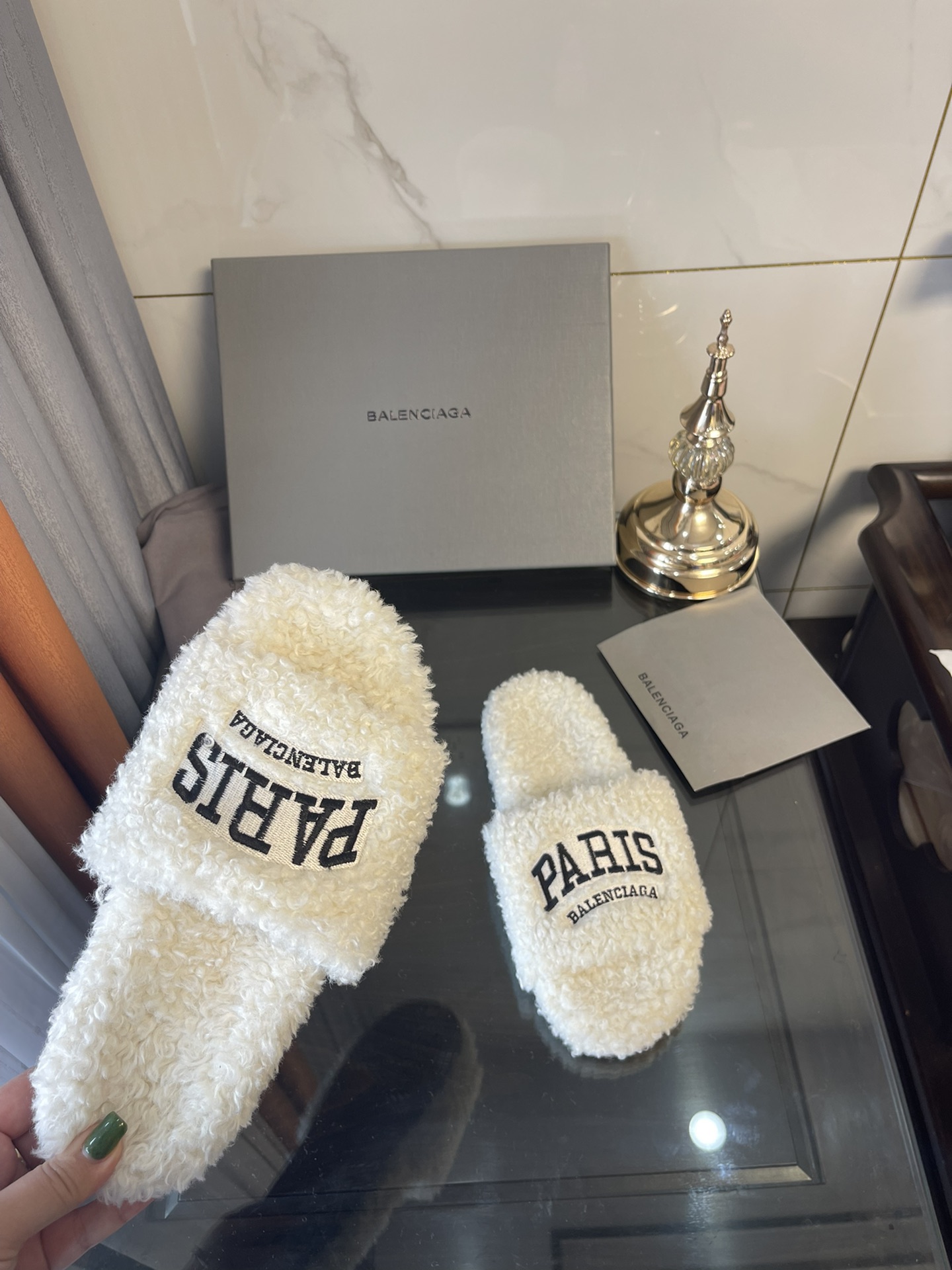 Balenciaga Furry Slide Sandal White For Women - Soul Replicas