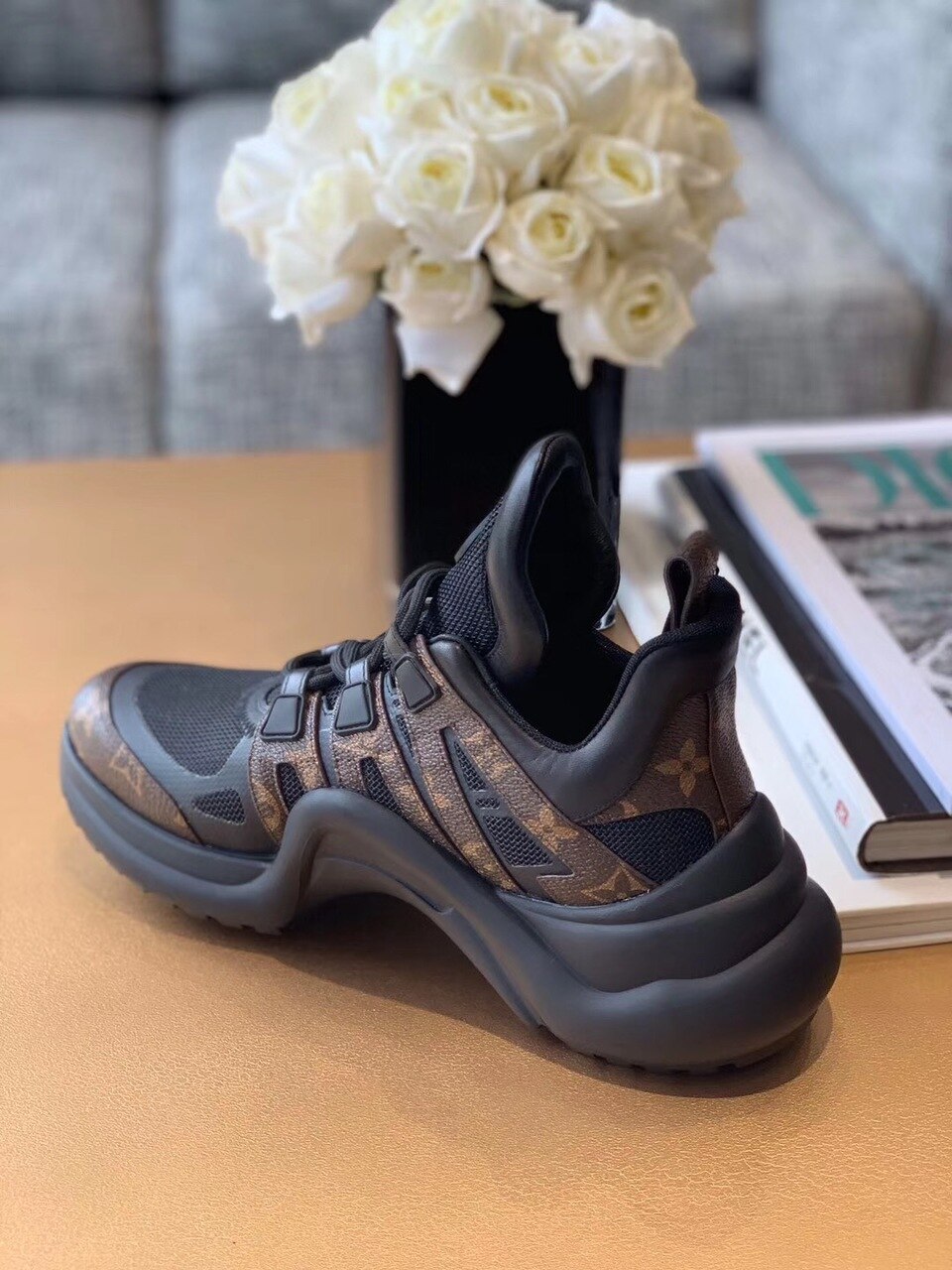 Louis Vuitton Archlight Sneakers Calfskin Leather Fall/Winter 2019 Collection 1A589P Black/Brown - Soul Replicas