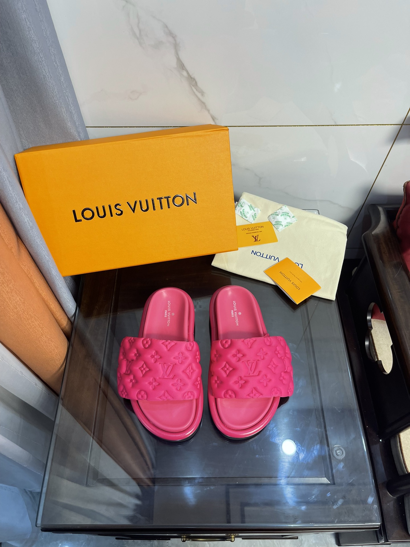Louis Vuitton Women's Pool Pillow Comfort Flat Mule Fuchsia Pink For Women LV 1AA1DO - Soul Replicas