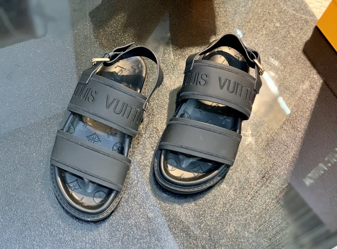 Louis Vuitton Women's Paseo flat Comfort Sandal Black For Women LV - Soul Replicas