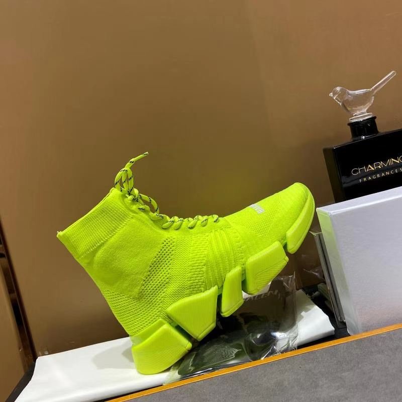 Balenciaga Speed 2.0 Lace-Up Recycled Knit Trainers Yellow For Women - Soul Replicas