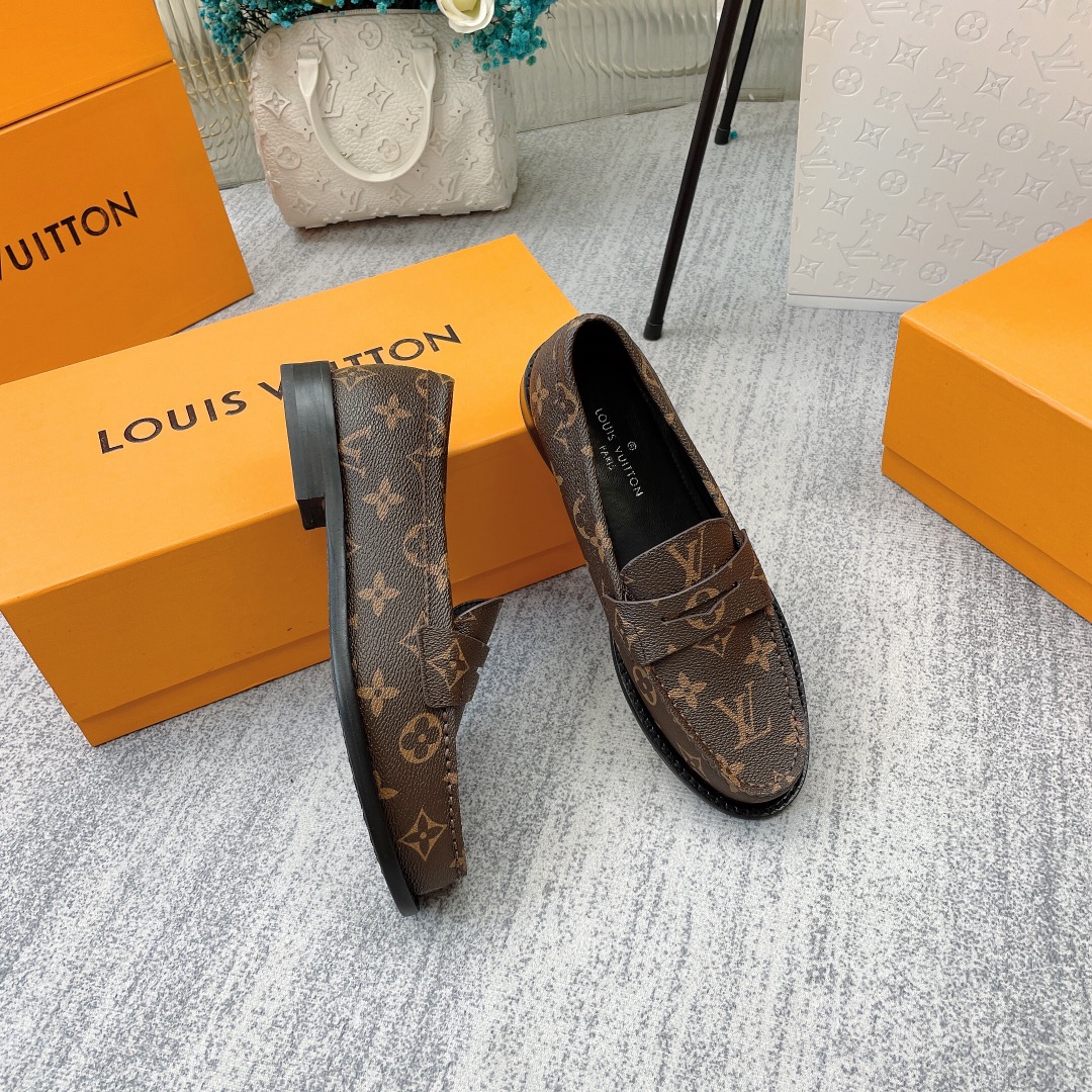 Louis Vuitton Women's Chess Flat Loafe Cacao Brown  For Women LV 1AA1XZ - Soul Replicas