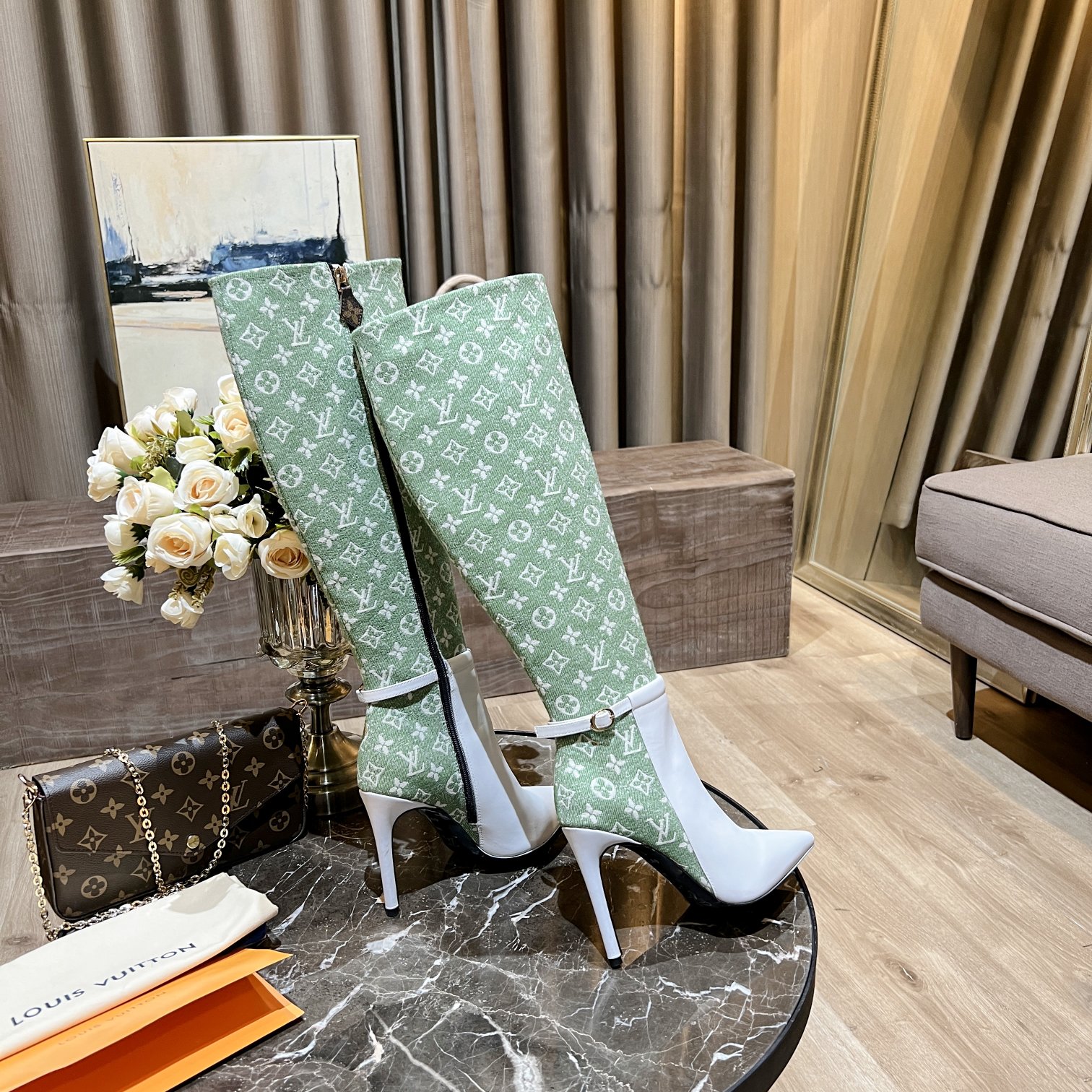 Louis Vuitton Women's Bottine Silhouette Green For Women LV - Soul Replicas