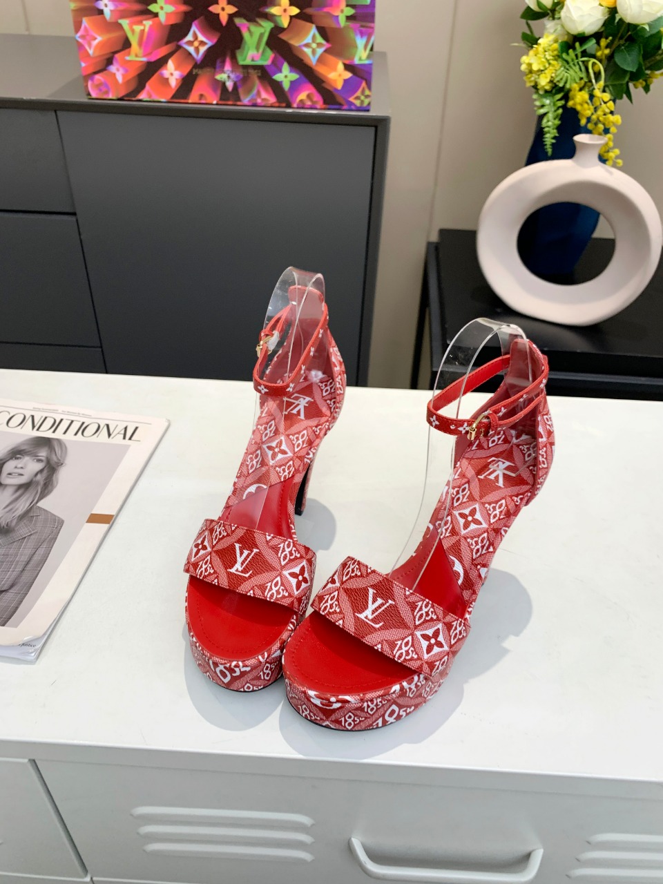 Louis Vuitton Women's Afterglow Platform Sandal Red For Women LV - Soul Replicas