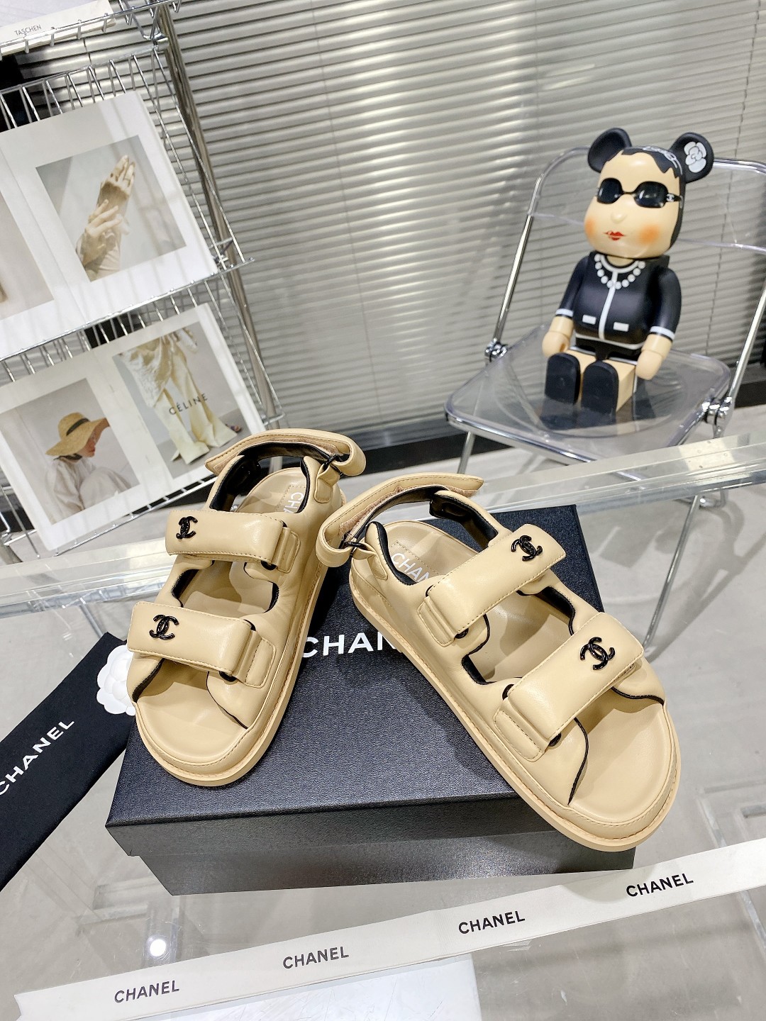 Chanel Women's Sandals With Chanel Logo Beige For Women - Soul Replicas