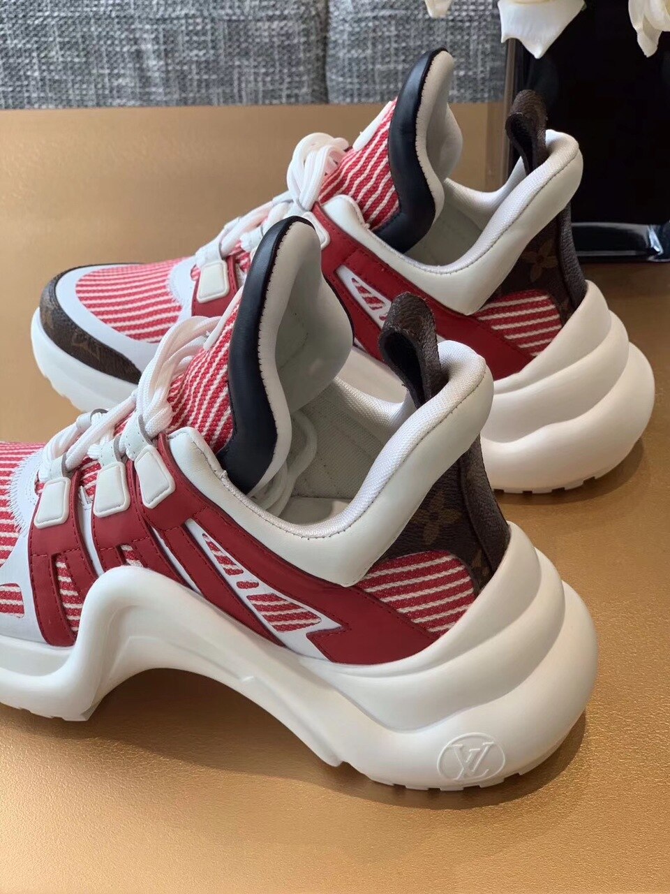 Louis Vuitton LV Archlight Sneaker Mix Of Materials Red For Women LV - Soul Replicas