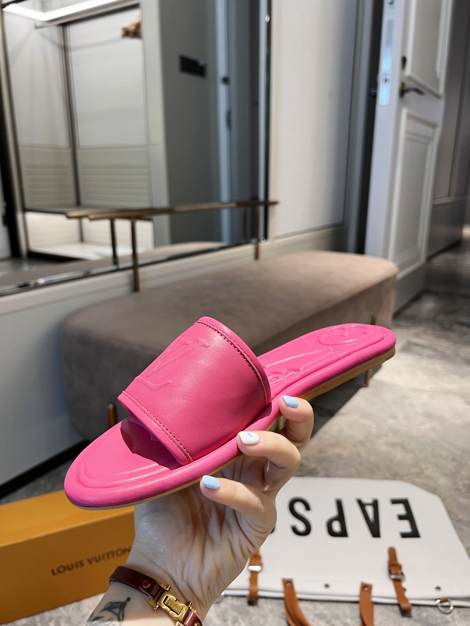 Louis Vuitton Women's Magnetic Flat Mule Fuchsia Pink For Women LV 1AA1MN - Soul Replicas