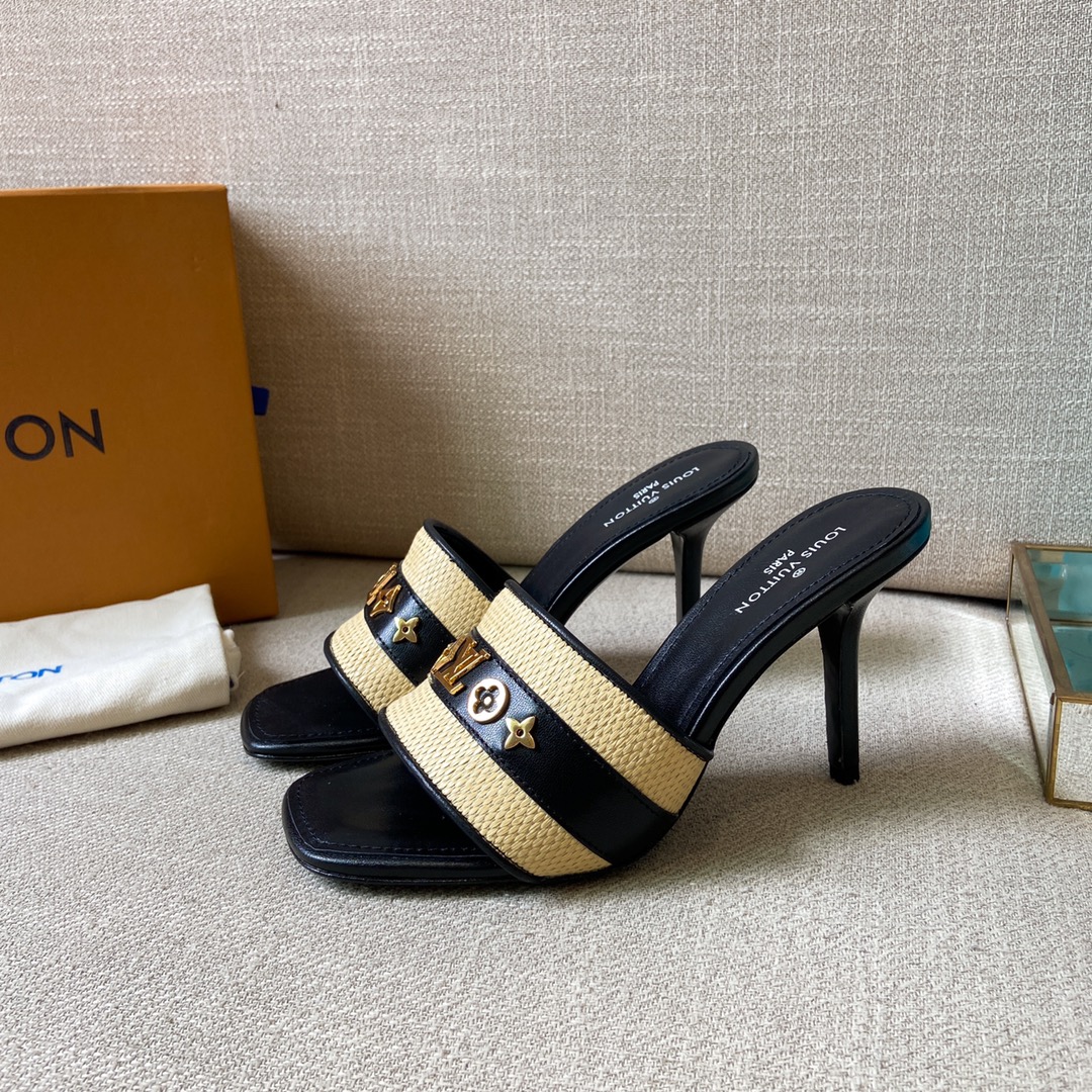 Louis Vuitton Women's Lock It Mule Black For Women LV 3.7in/9.5cm - Soul Replicas