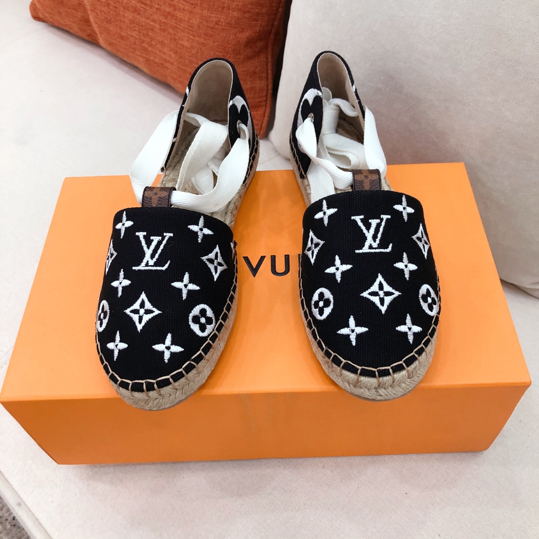Louis Vuitton Women's Starboard Flat Espadrille Black For Women LV - Soul Replicas