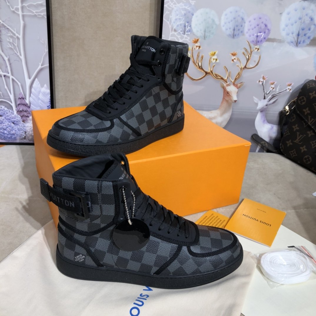 Louis Vuitton Boombox Sneaker Boot Patent Monogram Material Black For Women LV - Soul Replicas